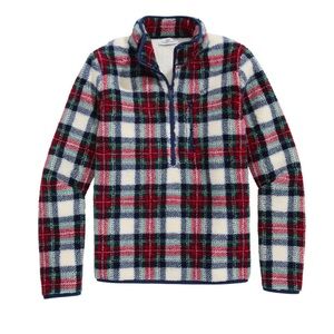 Vineyard Vines Plaid Marshmallow Sherpa Fleece Supershep SizeY XL Pullover1/4Zip